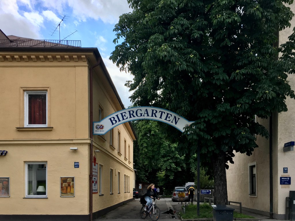 The entrance to another beer garden.