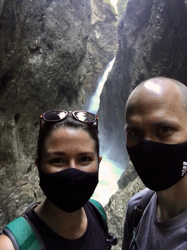 Shane and Whitney in front of the waterfall.